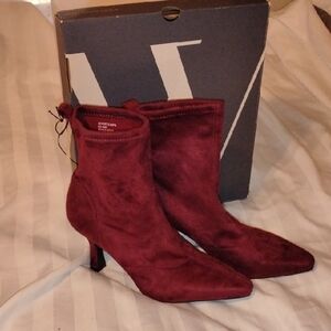 Worthington Olympia Woman's Oxblood Chic Heeled Memory Foam Boots, Size 8 M, NWT